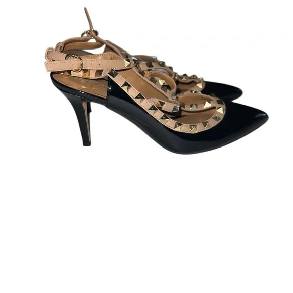 Arturo Chiang Black and Tan Studded Heels - Picture 5 of 7